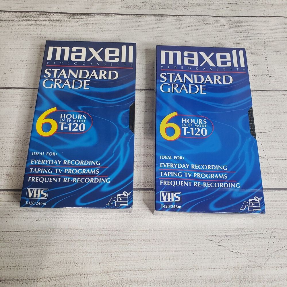 Maxwell Video Cassette Tape Standard Grade 6 Hours T-120 SEALED Set of 2